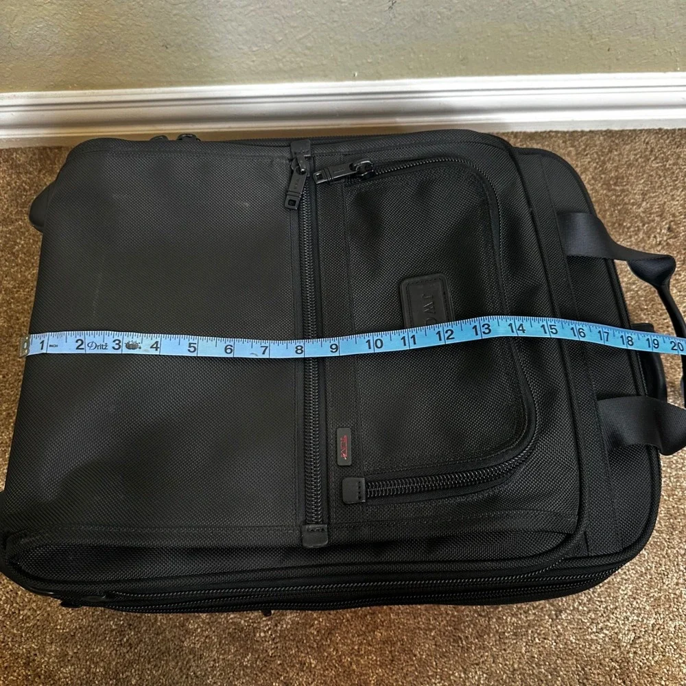 TUMI Alpha Black Ballistic Nylon Office Expandable Carry-On Roller Bag 26126DH